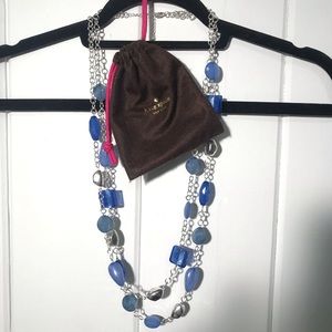 New Kate Spade Silver with Blue Beads Necklace